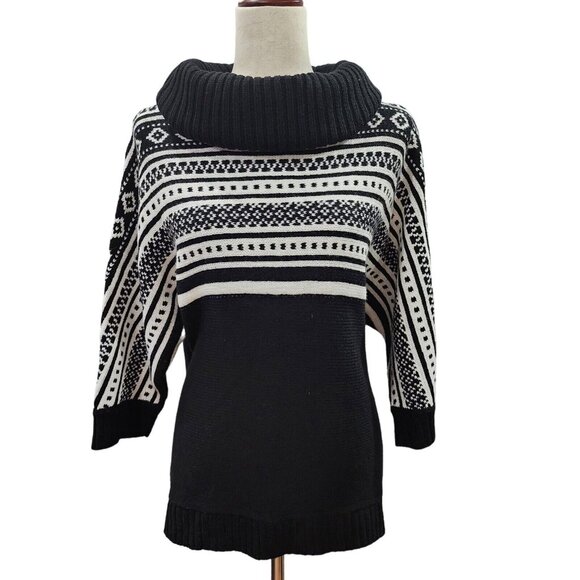 Dressbarn Womens Black And White‎ Sweater Cowl Neck Size Medium - Picture 11 of 14